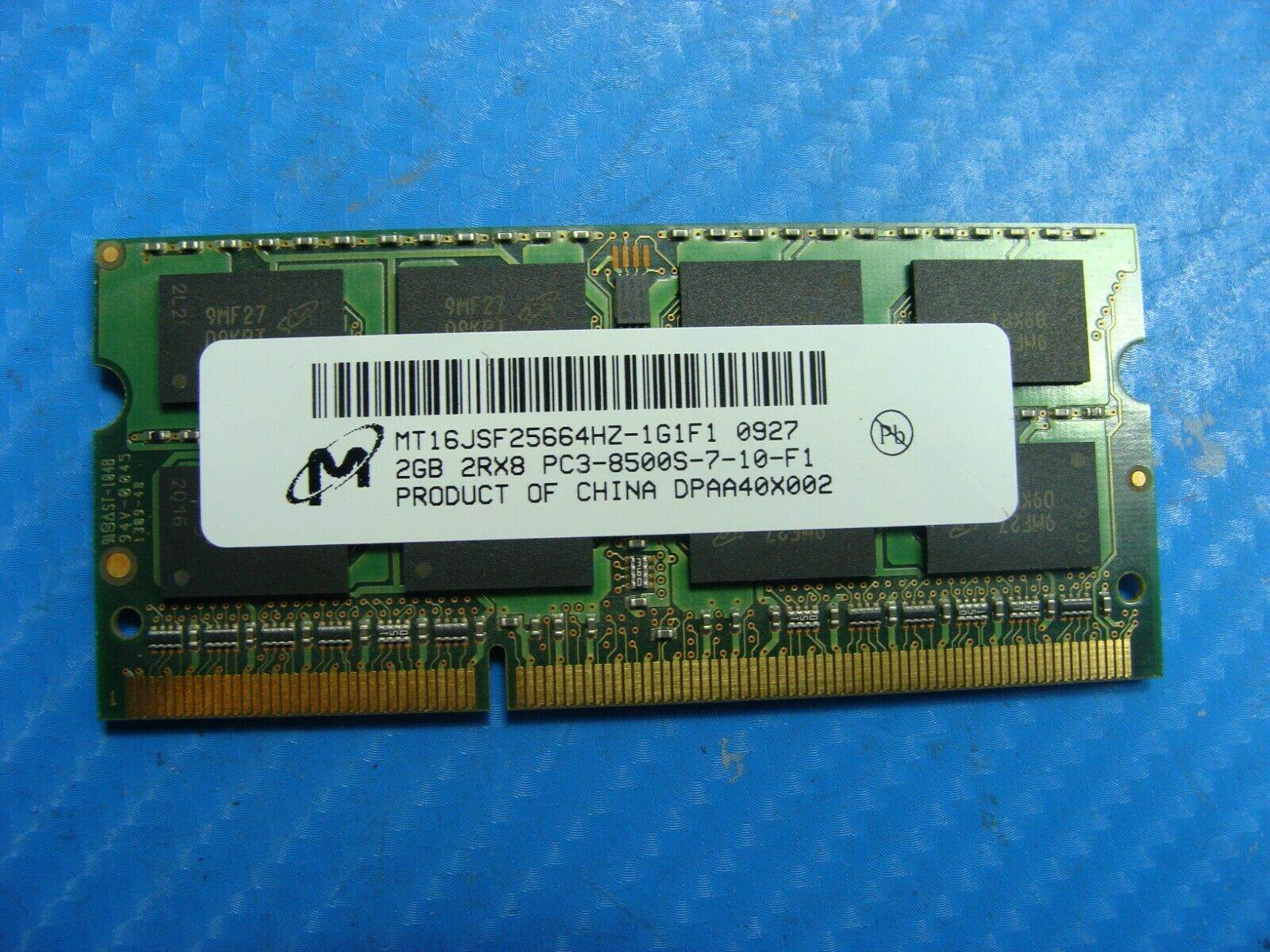 MacBook Pro A1278 Micron 2GB PC3-8500S SO-DIMM RAM Memory MT16JSF25664HZ-1G1F1 - Tested Computer Laptop Parts