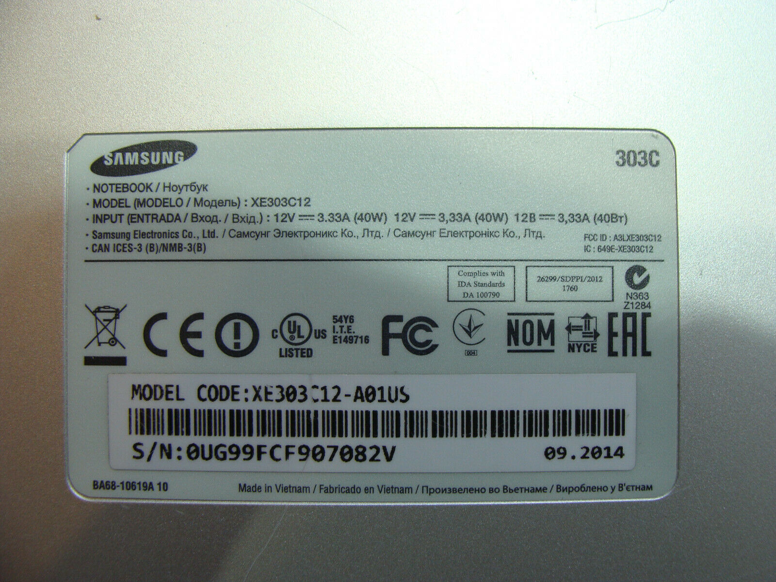 Samsung Chromebook XE303C12-A01US 11.6