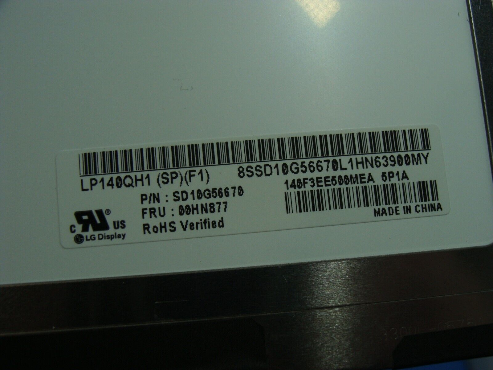 Lenovo X1 Carbon 4th Gen 14 LG Display Matte QHD LCD Screen LP140QH1 (SP) (F1)