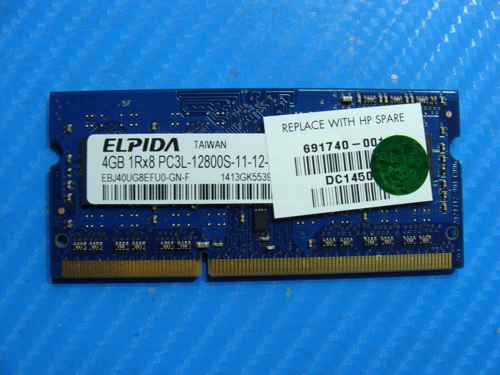 HP 15-f Elpida 4Gb 1Rx8 Memory Ram So-Dimm PC3L-12800S EBJ40UG8EFU0-GN-F - Tested Computer Laptop Parts