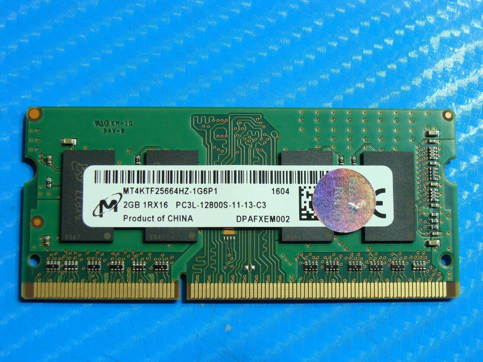 Dell 5559 Laptop Micron 2GB Memory PC3L-12800S-11-13-C3 MT4KTF25664HZ-1G6P1 - Tested Computer Laptop Parts