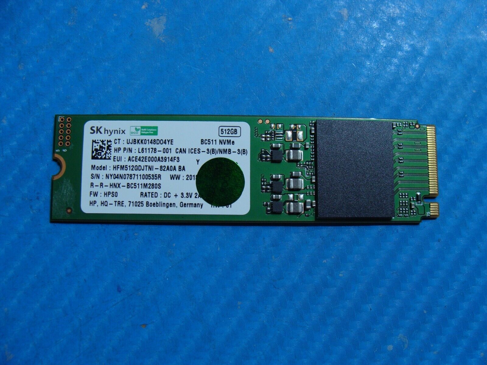 HP 14-dh0045tx SK Hynix NVMe M.2 512GB SSD Solid State Drive HFM512GDJTNI-82A0A