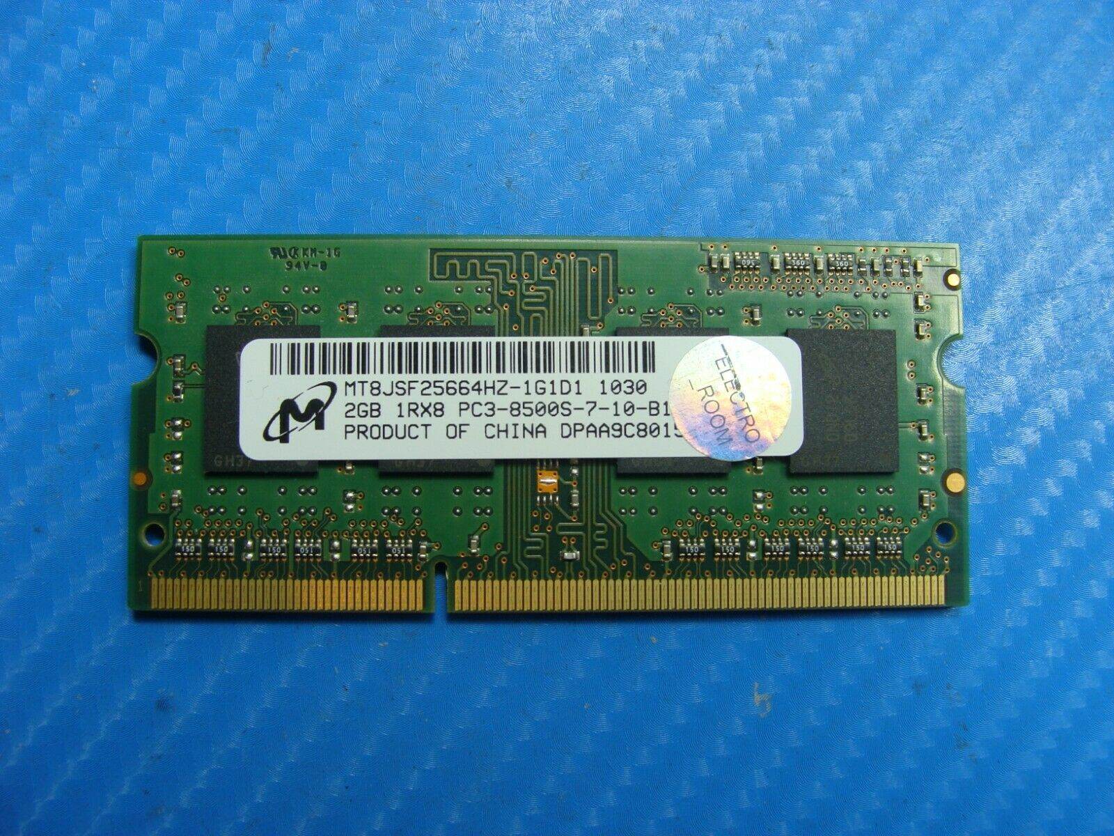 MacBook A1278 Laptop Micron 2GB Memory PC3-8500S-7-10-B1 MT8JSF25664HZ-1G1D1 - Tested Computer Laptop Parts