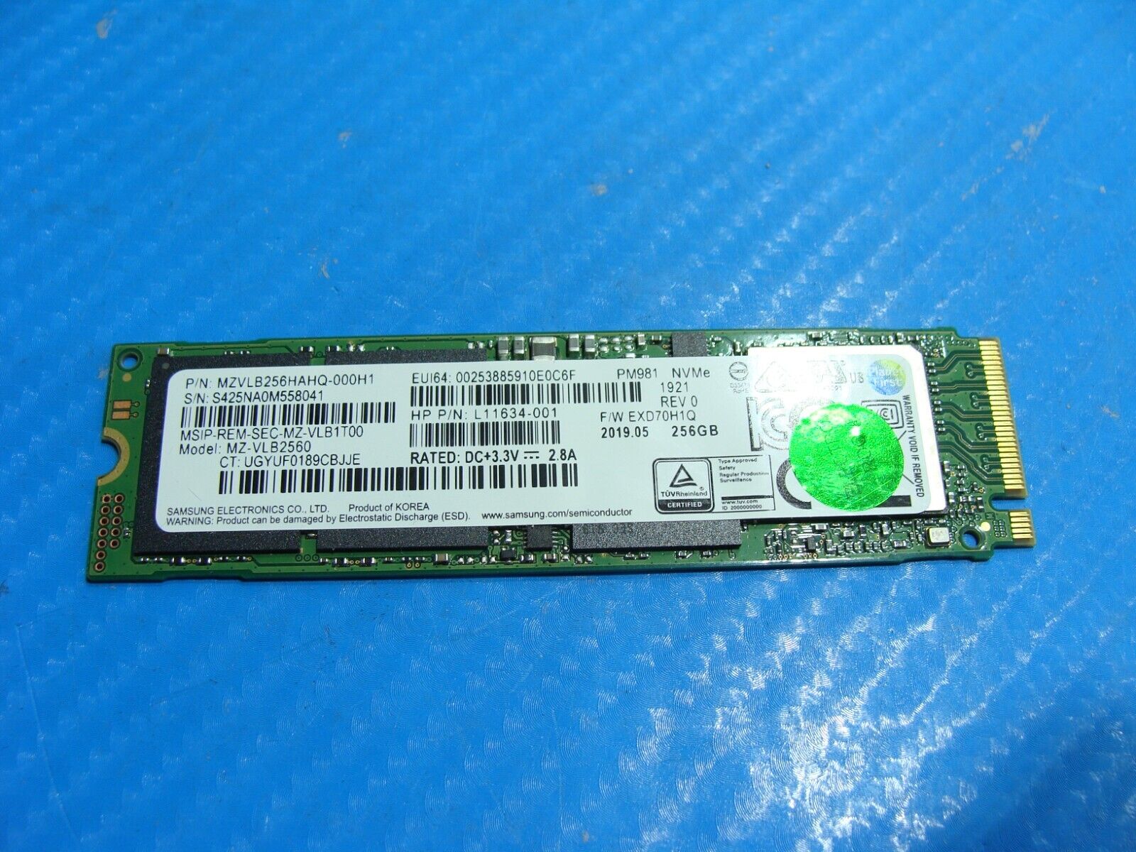 HP 13-ar0007ca Samsung 256GB NVMe M.2 SSD Solid State Drive MZVLB256HAHQ-000H1