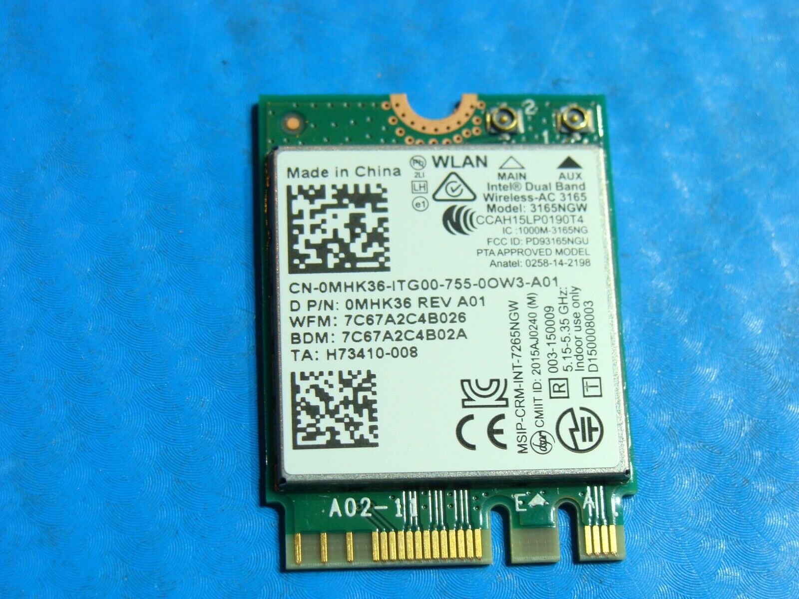 Dell Inspiron 15.6'' 5567 Genuine Laptop Wireless WiFi Card 3165NGW MHK36 