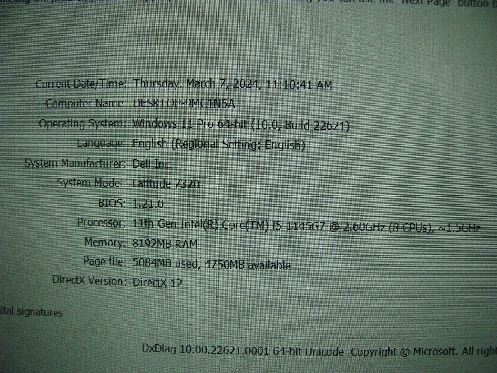 Dell Latitude 7320 i5-1145G7 2.60GHz 8GB 256GB 100% BATTERY Warranty AUG 2025 - Tested Computer Laptop Parts