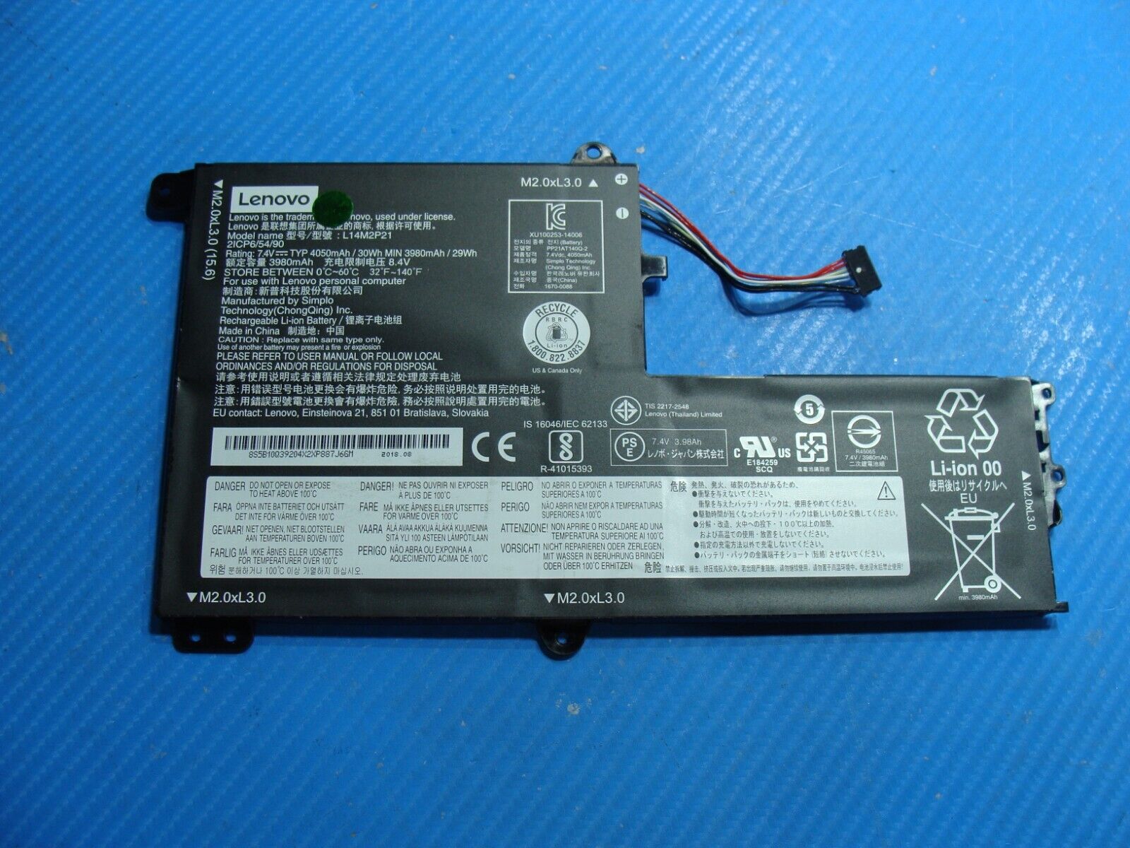 Lenovo Ideapad 330S-15IKB 15.6" Battery 7.4V 30Wh 3980mAh L14M2P21 5B10Q39204