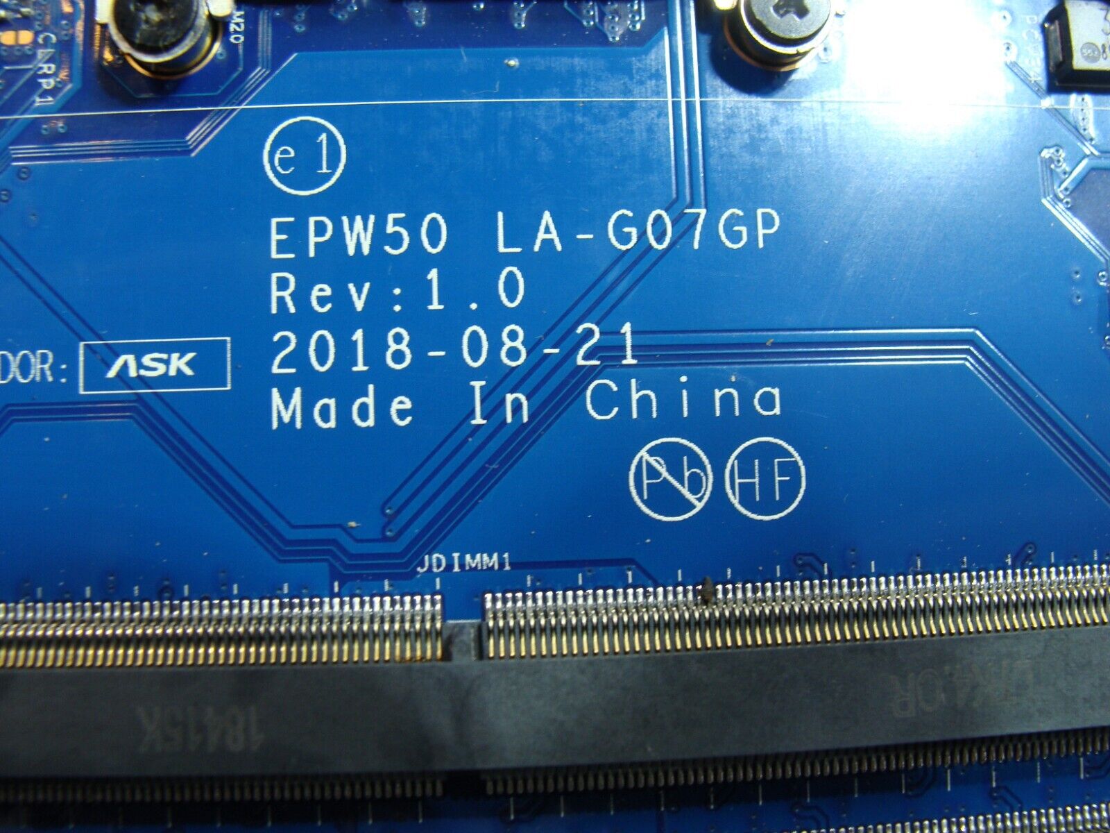 HP 15-da1006ne 15.6 OEM i7-8565U 1.8GHz MX130 4GB Motherboard L35243-601 AS IS