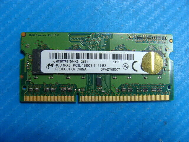 Dell 15 5547 Micron 4GB 1Rx8 SO-DIMM PC3L-12800S Memory RAM MT8KTF51264HZ-1G6E1 - Laptop Parts - Buy Authentic Computer Parts - Top Seller Ebay