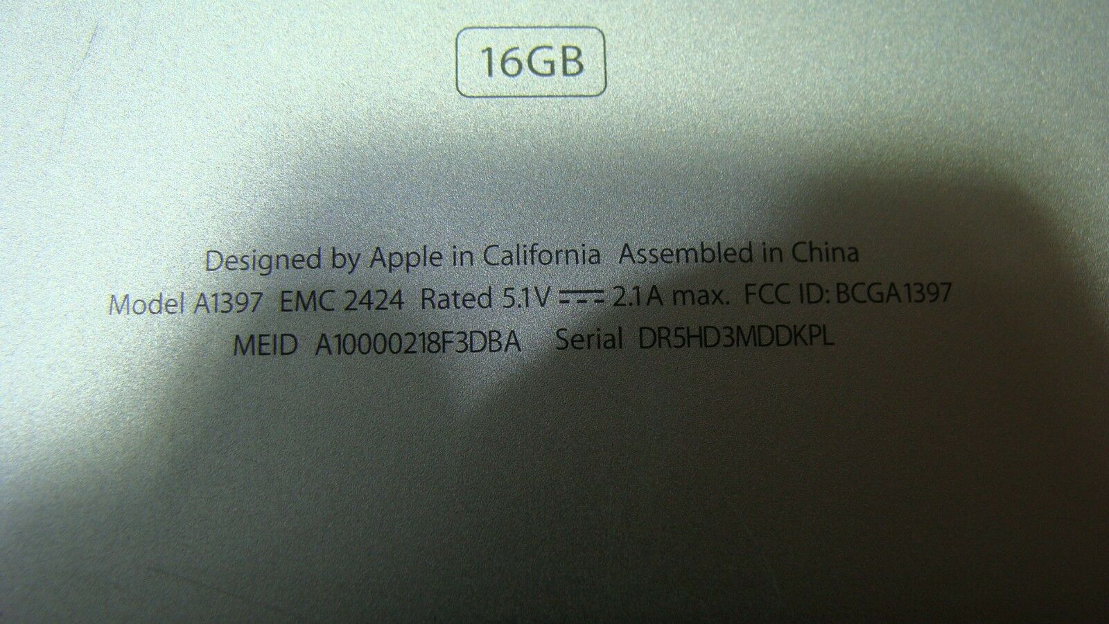 iPad 2 WiFi 16GB A1397 9.7