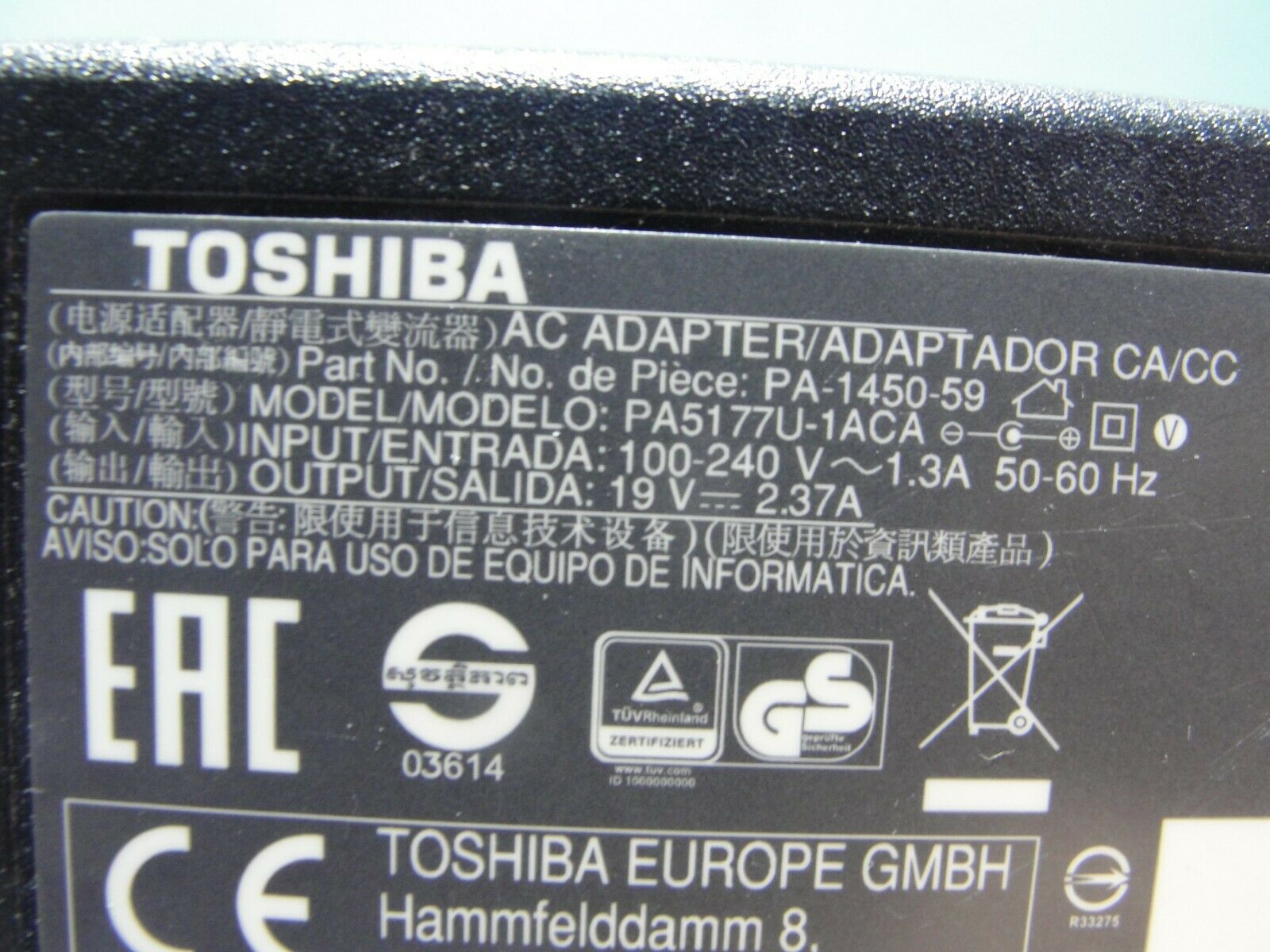 Genuine Toshiba AC Adapter Power Charger 19V 2.37A 45W PA-1450-59 G71C000GX110 - Laptop Parts - Buy Authentic Computer Parts - Top Seller Ebay
