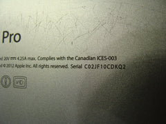 MacBook Pro A1398 15" Mid 2012 MC976LL/A Bottom Case Silver 923-0090