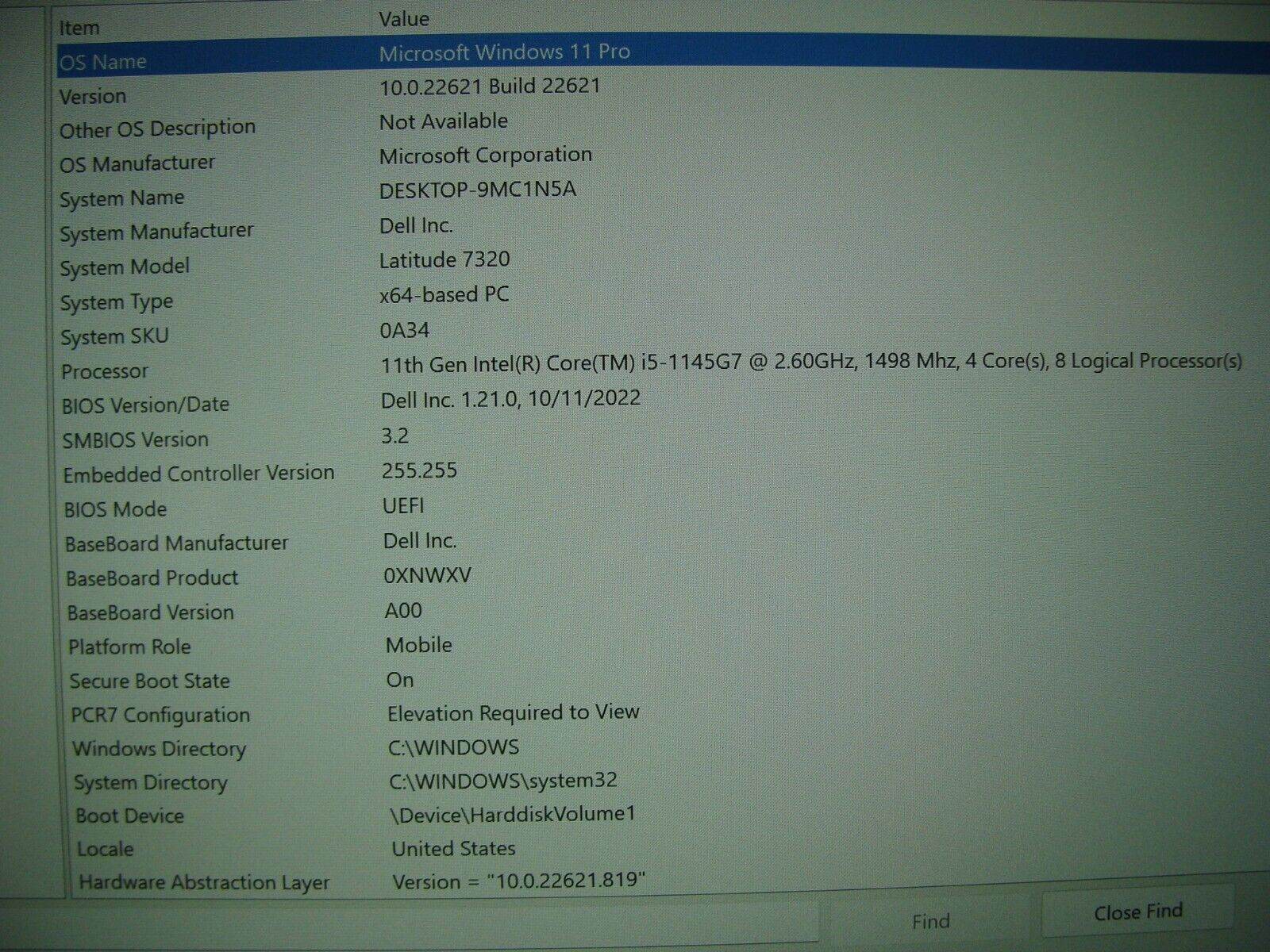 Dell Latitude 7320 i5-1145G7 2.60GHz 8GB 256GB 100% BATTERY Warranty AUG 2025 - Tested Computer Laptop Parts