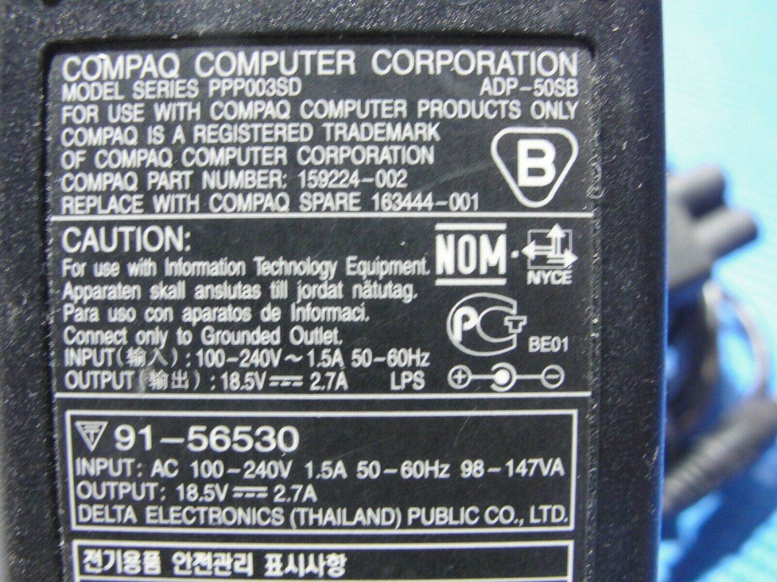 Genuine Compaq OEM AC Adapter Power Charger 18.5V 2.7A 65W 163444-001 159224-002 - Tested Computer Laptop Parts