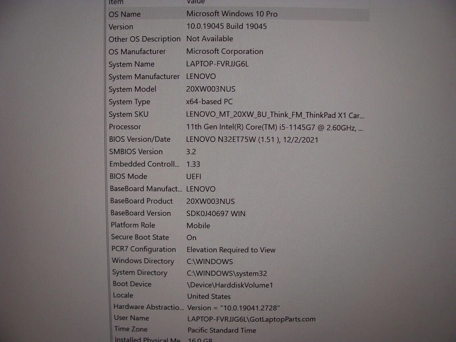 WRTY 99% battery Lenovo Thinkpad X1 Carbon Gen 9 i5-1145G7 16GB RAM 512GB SSD