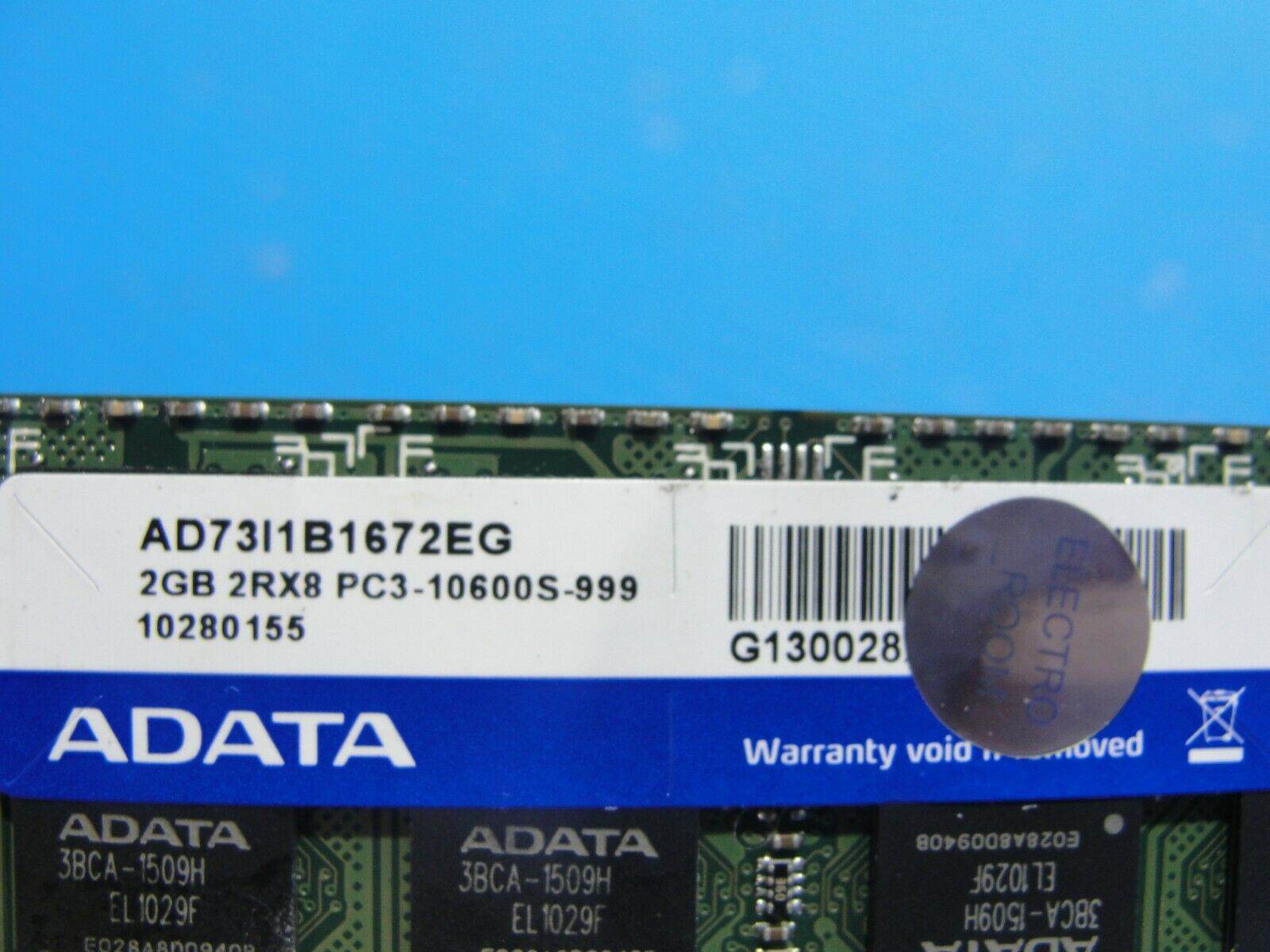 Asus G73JW ADATA 2GB 2RX8 SO-DIMM Memory RAM PC3-10600S AD73I1B1672EG - Tested Computer Laptop Parts