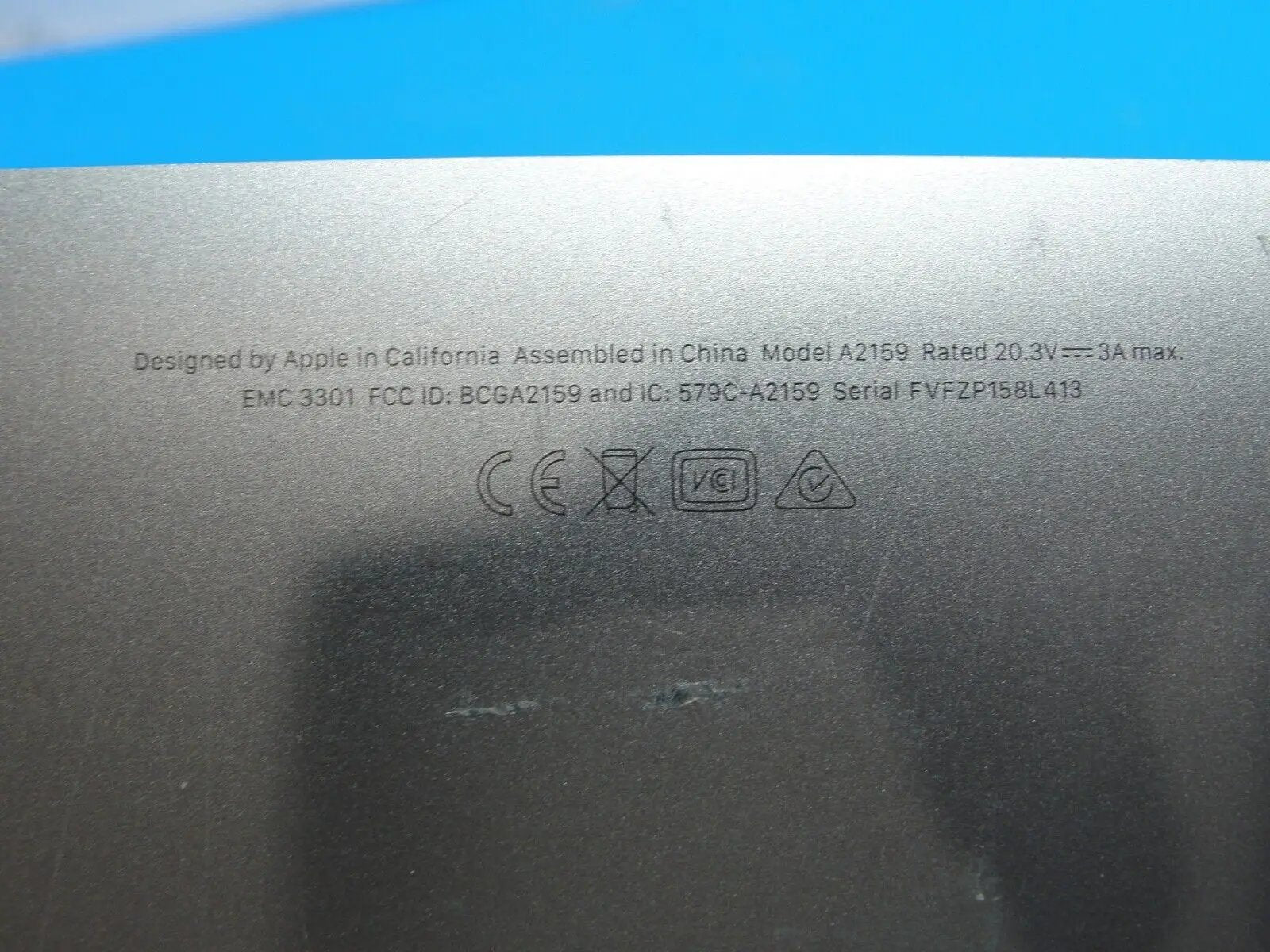 MacBook Pro A2159 13 Mid 2019 MUHN2LL/A OEM Bottom Case Space Gray 923-03204