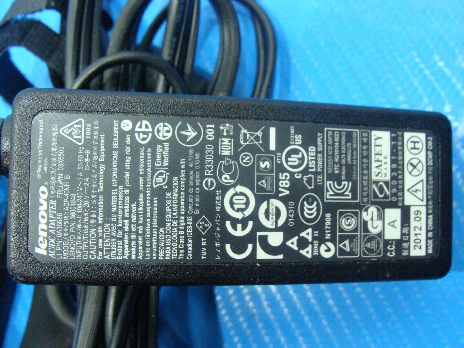 Genuine Lenovo ADP-40NH AC DC OEM Adapter IdeaPad U130 U160 U260 U300e 45N0461 - Tested Computer Laptop Parts