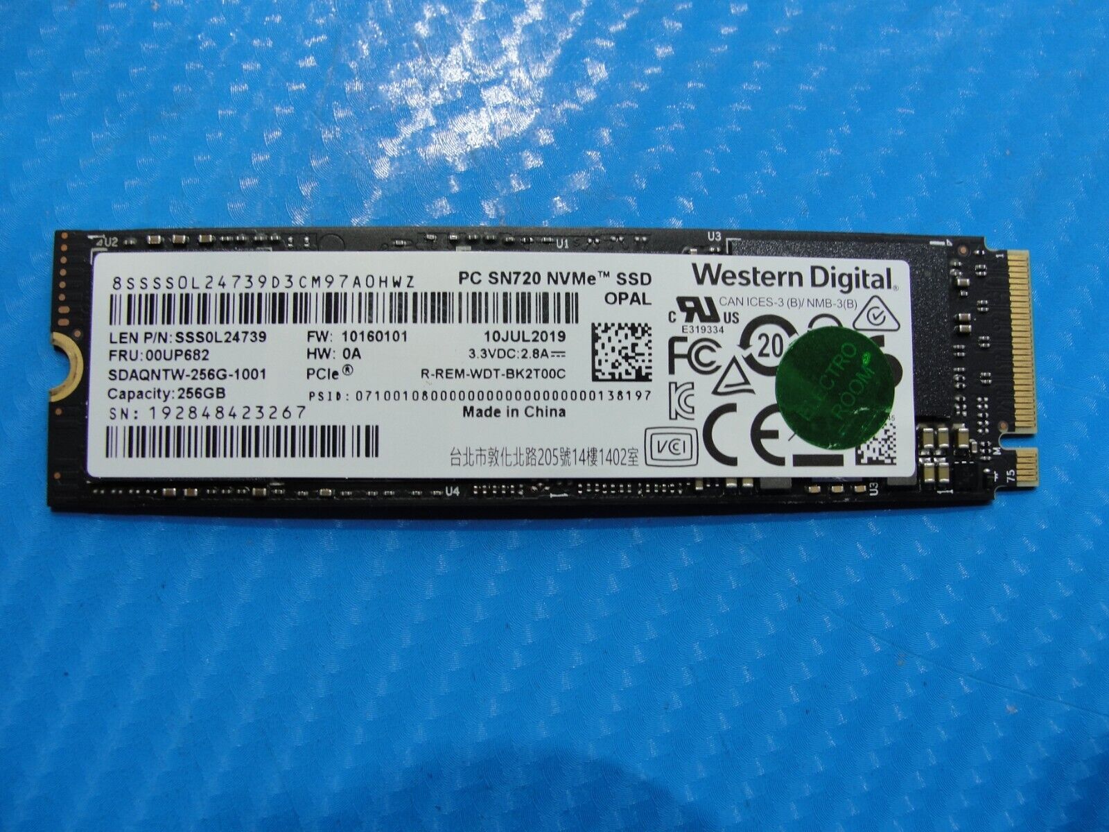 Lenovo T490 WD 256GB NVMe M.2 SSD Solid State Drive 00UP682 SDAQNTW-256G-1001