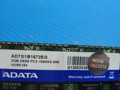 Asus G73JW ADATA 2GB 2RX8 Memory RAM SO-DIMM PC3-10600S AD73I1B1672EG - Tested Computer Laptop Parts