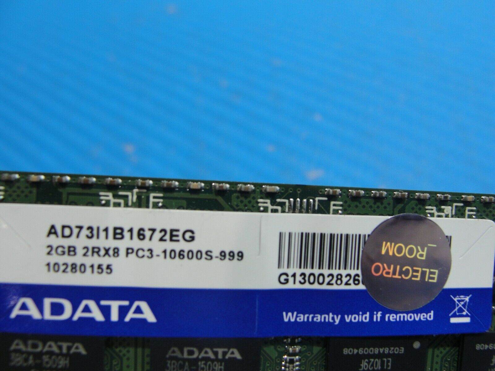 Asus G73JW ADATA 2GB 2RX8 Memory RAM SO-DIMM PC3-10600S AD73I1B1672EG - Tested Computer Laptop Parts