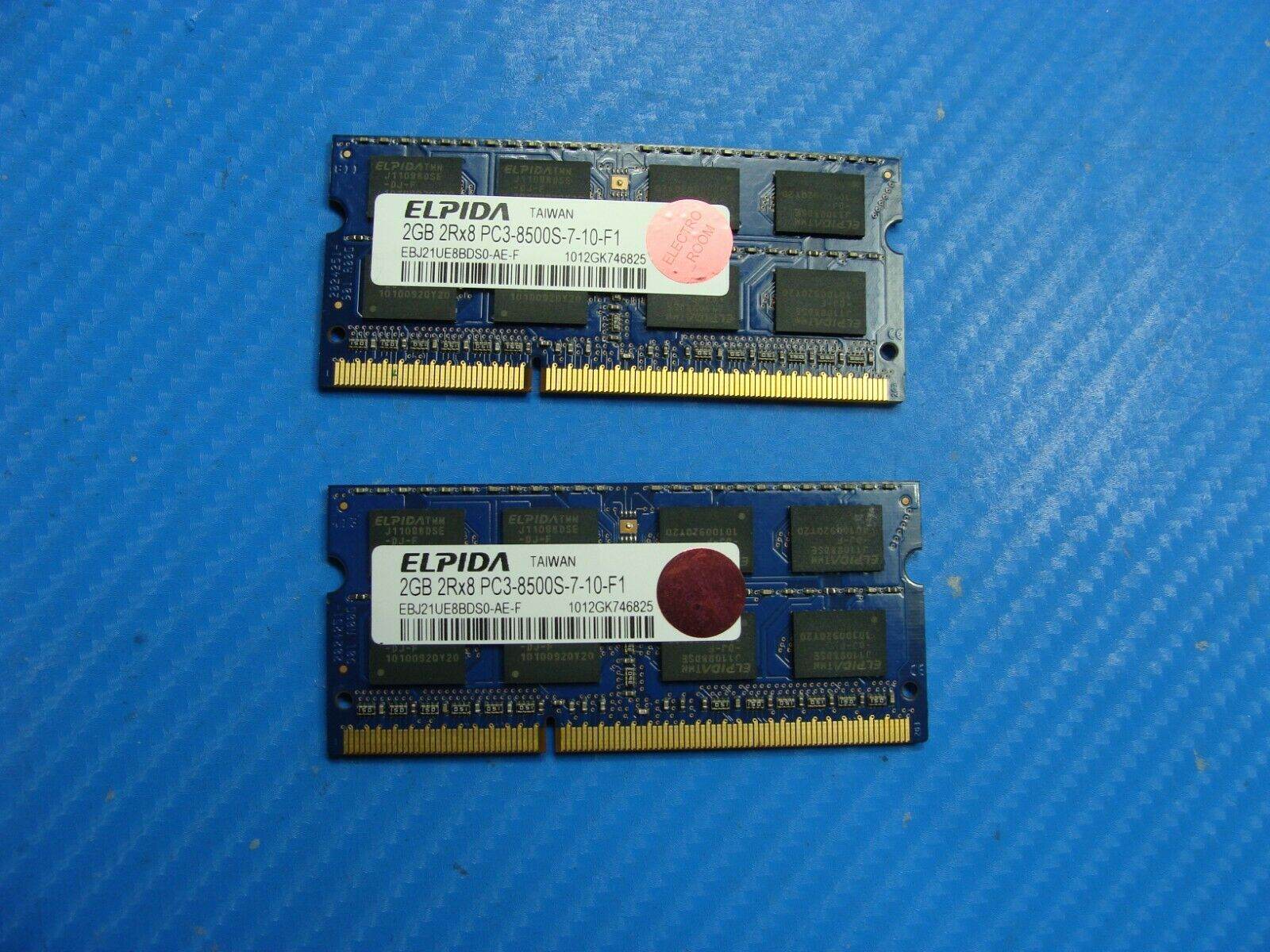Sony VPCEB23FM Elpida 4GB (2x2GB) PC3-8500S SO-DIMM Memory RAM EBJ21UE8BDS0-AE-F - Tested Computer Laptop Parts