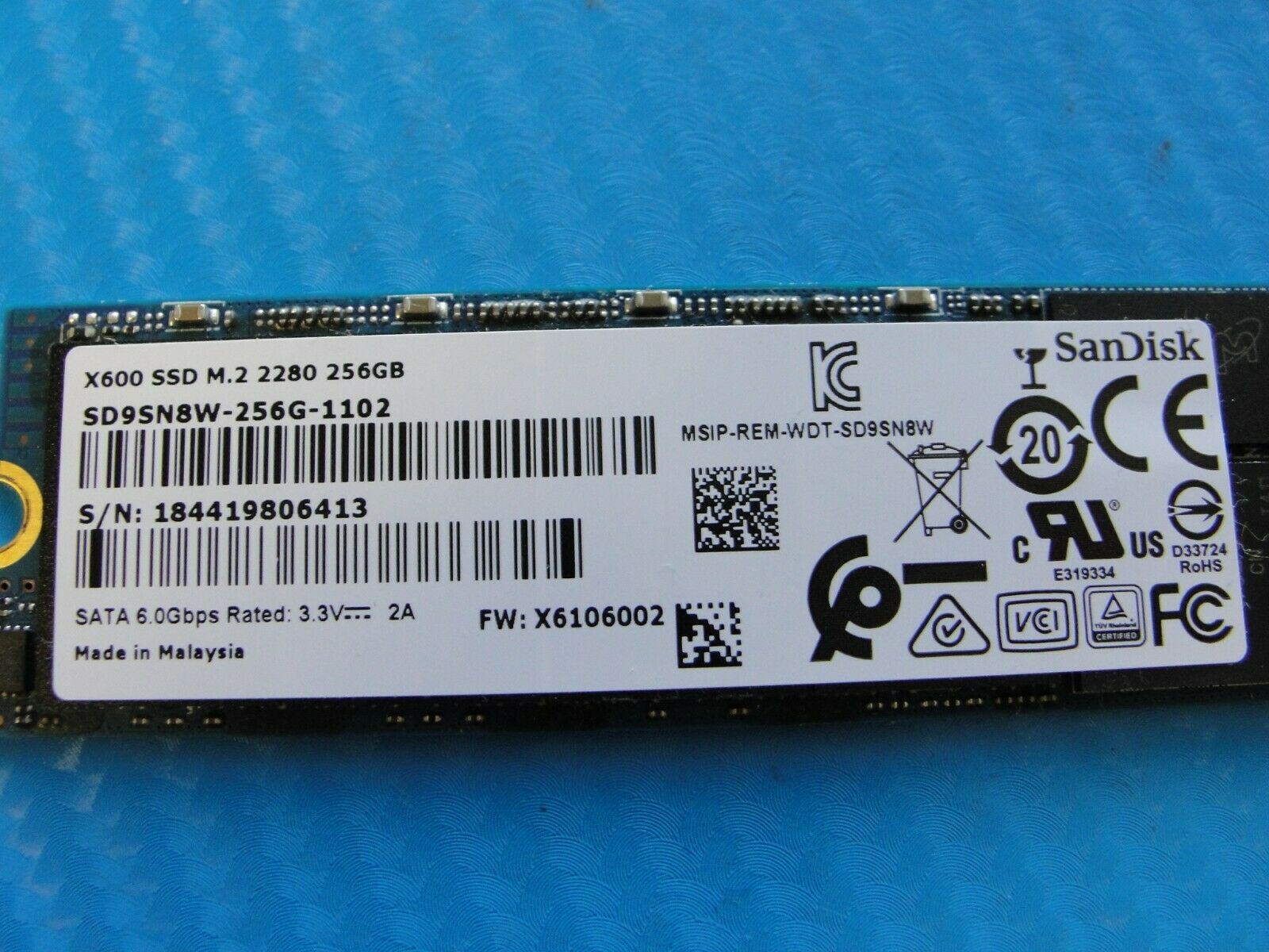 SanDisk X600 M.2 2280 NVMe 256GB SD9SN8W-256G-1102 Laptop SSD Solid State Drive 