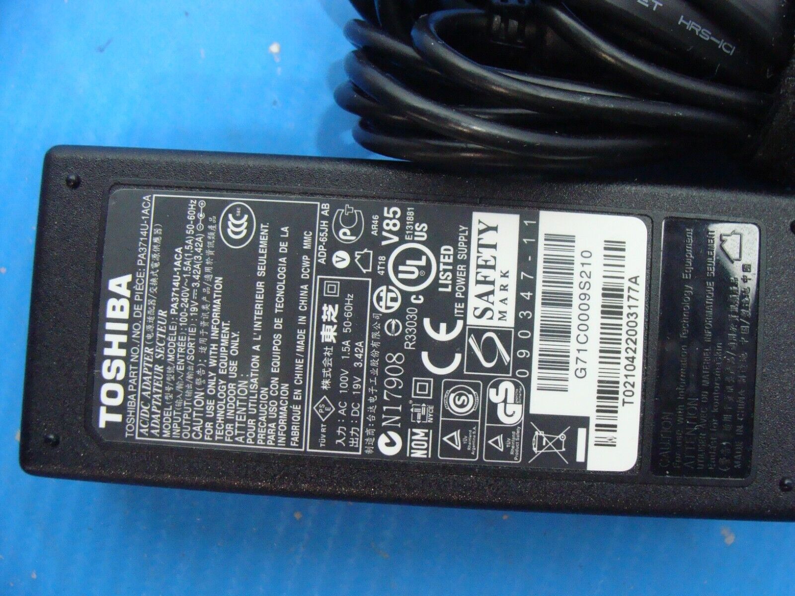 65W Genuine Toshiba Laptop Charger AC Adapter Power  PA-1650-21 PA3714U-1ACA