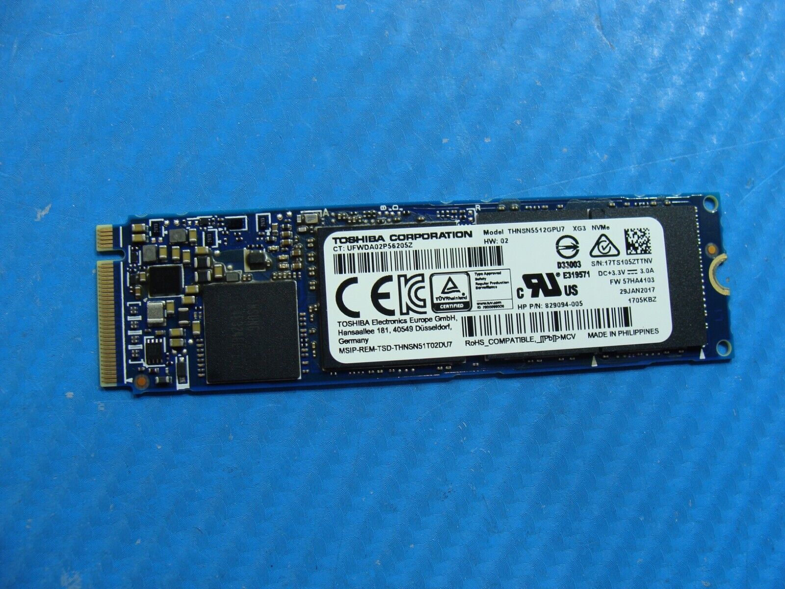 HP 15 G4 Toshiba 512GB M.2 NVMe SSD Solid State Drive THNSN5512GPU7 829094-005