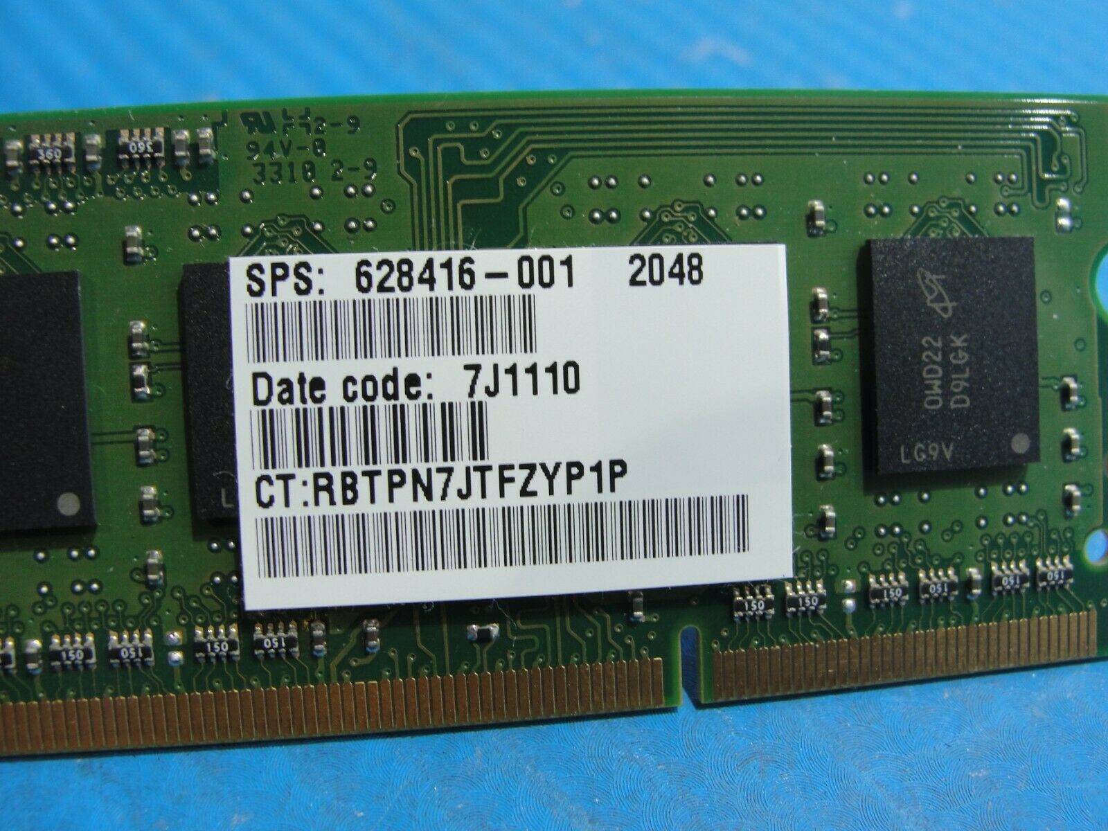 HP 8440p Micron SO-DIMM RAM Memory 2GB PC3-10600S MT8JSF25664HZ-1G4D1 - Tested Computer Laptop Parts