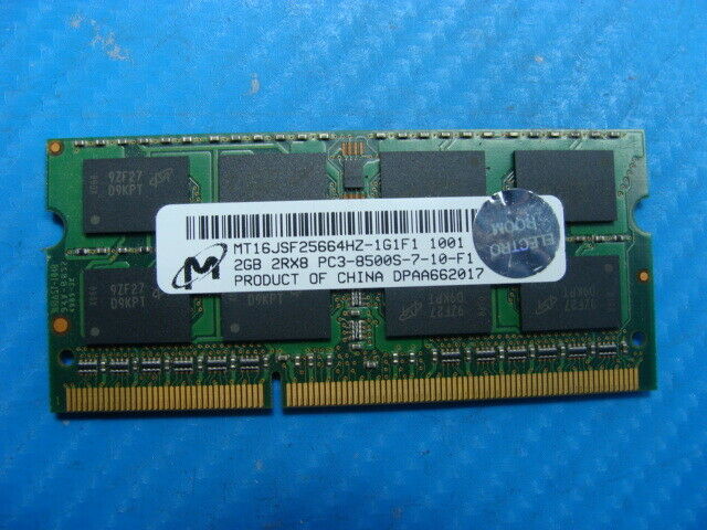 Toshiba A505-S6005 Micron 2GB PC3-8500S SO-DIMM RAM Memory MT16JSF25664HZ-1G1F1 - Laptop Parts - Buy Authentic Computer Parts - Top Seller Ebay