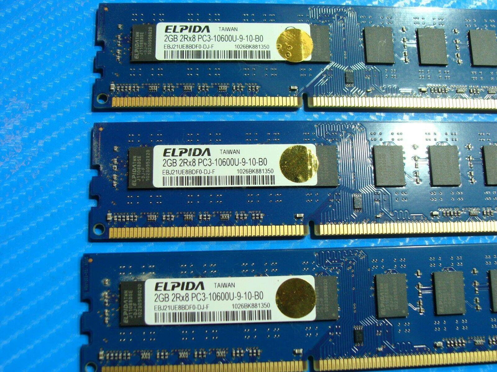 Dell Alienware Aurora Elpida 2GB x3 Memory RAM DIMM PC3-10600U EBJ21UE8BDF0-DJ-F - Tested Computer Laptop Parts