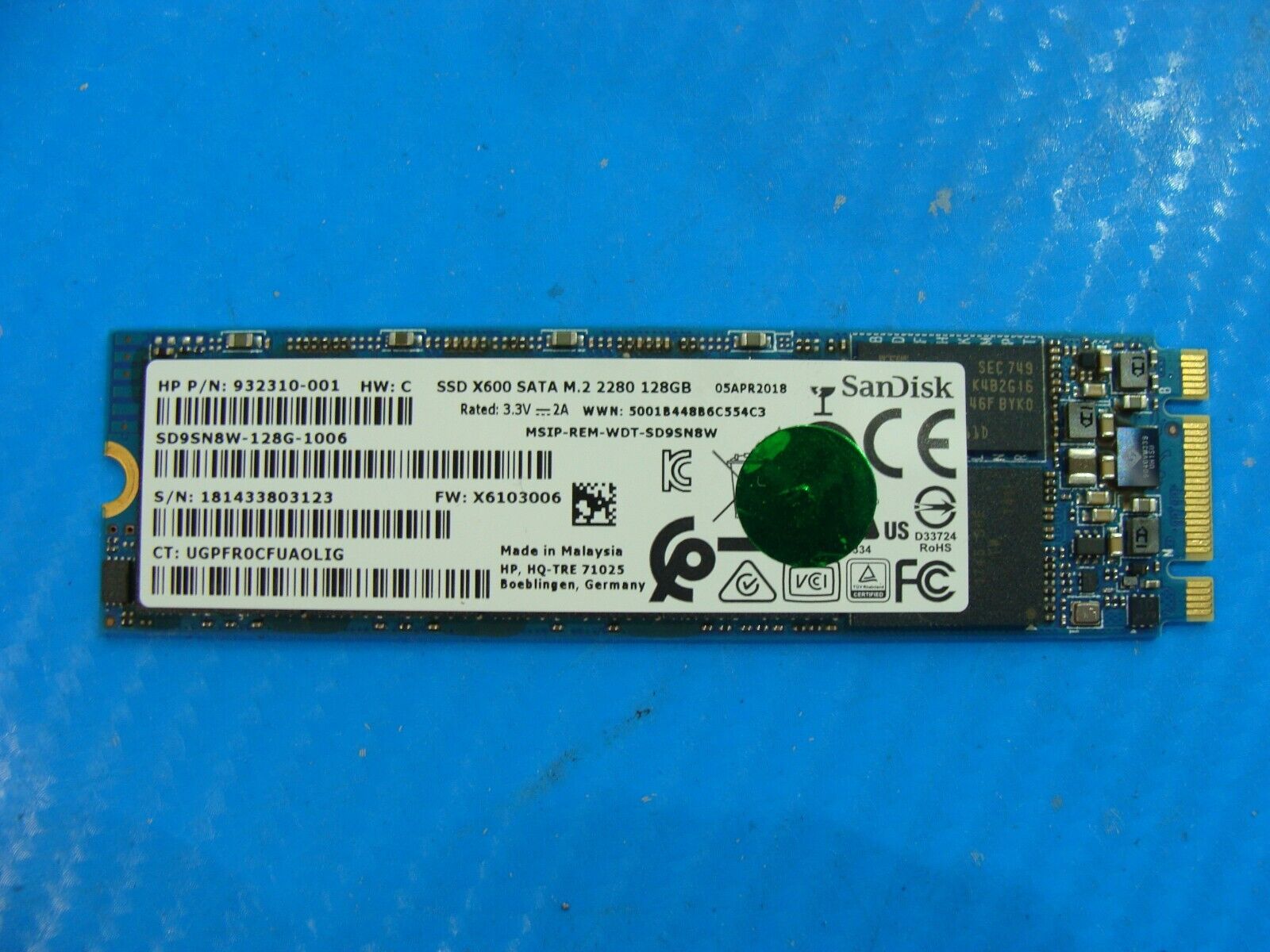 HP 15m-cp0011dx SanDisk SATA M.2 128GB SSD Solid State Drive SD9SN8W-128G-1006
