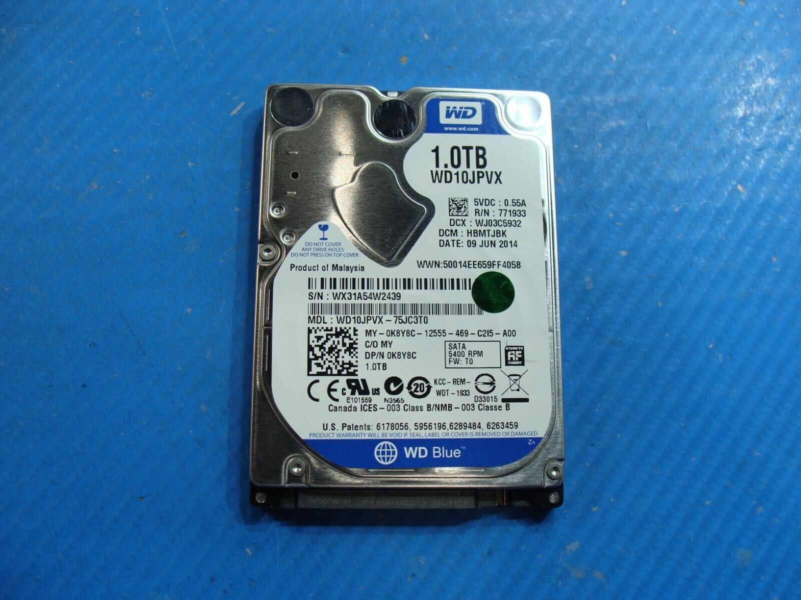 Dell 15 5547 WD 1TB Sata 5400RPM 2.5 HDD Hard Drive WD10JPVX-75JC3T0 K8Y8C