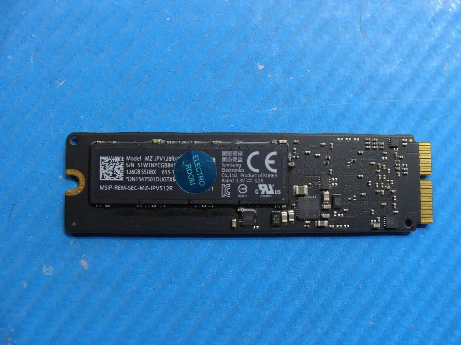 MacBook A1466 2015 MJVE2LL Samsung 128GB 12+16 pin SSD MZ-JPV128R/0A2 661-02395 - Tested Computer Laptop Parts