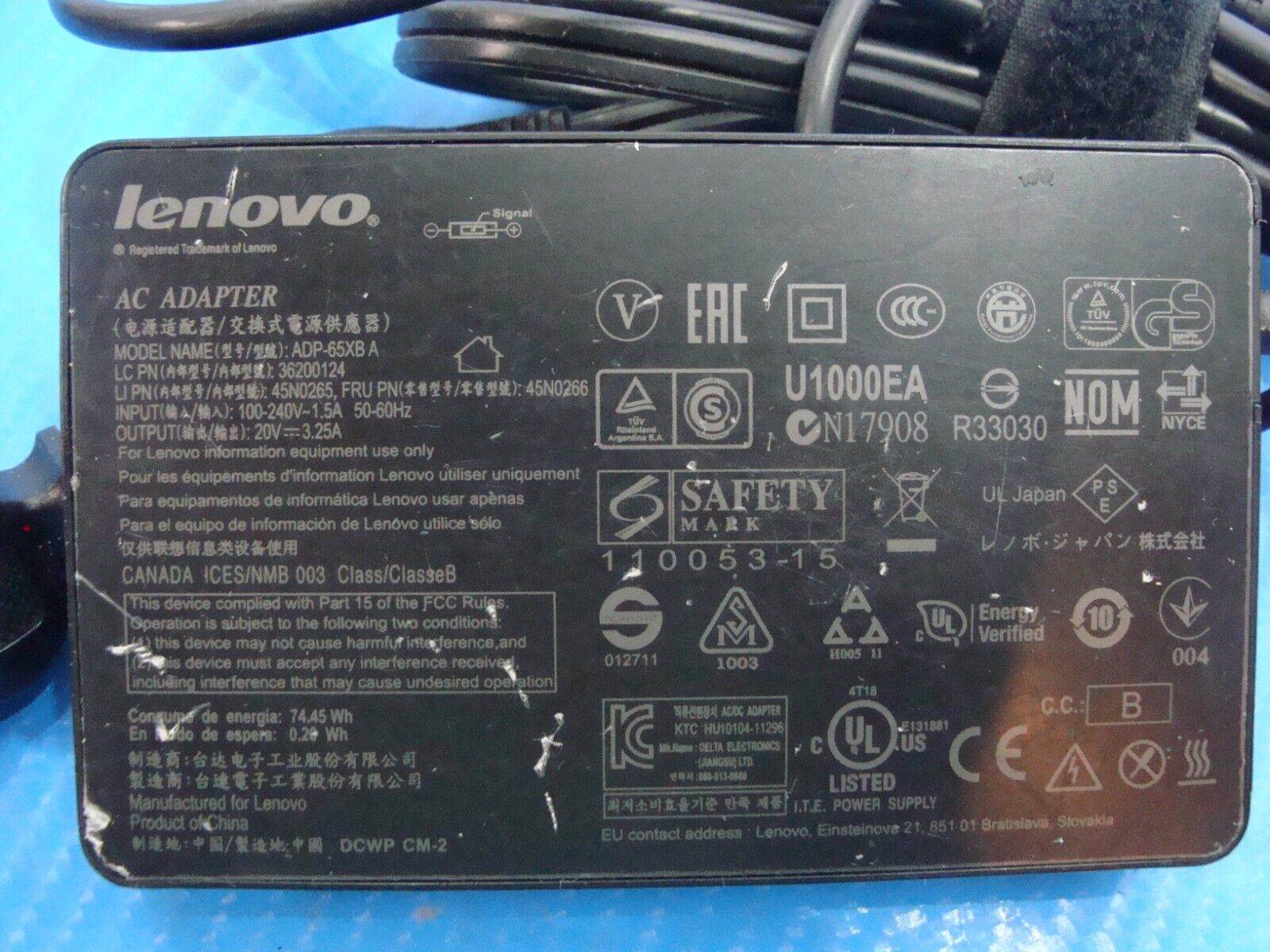 Genuine OEM Charger Lenovo 65w 20V 3.25A IdeaPad Yoga Power Supply ADP-65XB A - Tested Computer Laptop Parts