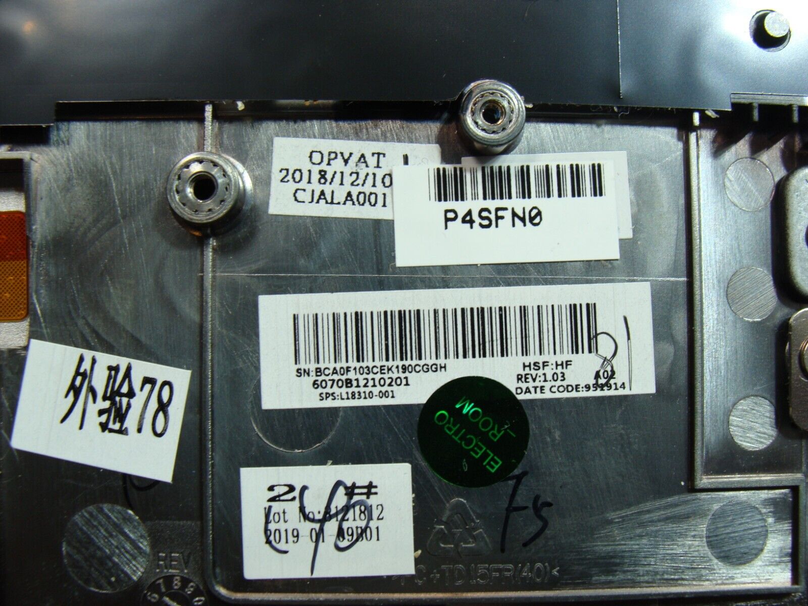 HP Elitebook 840 G5 14 Palmrest w/Touchpad 6070B1210201 L18310-001 Grade A