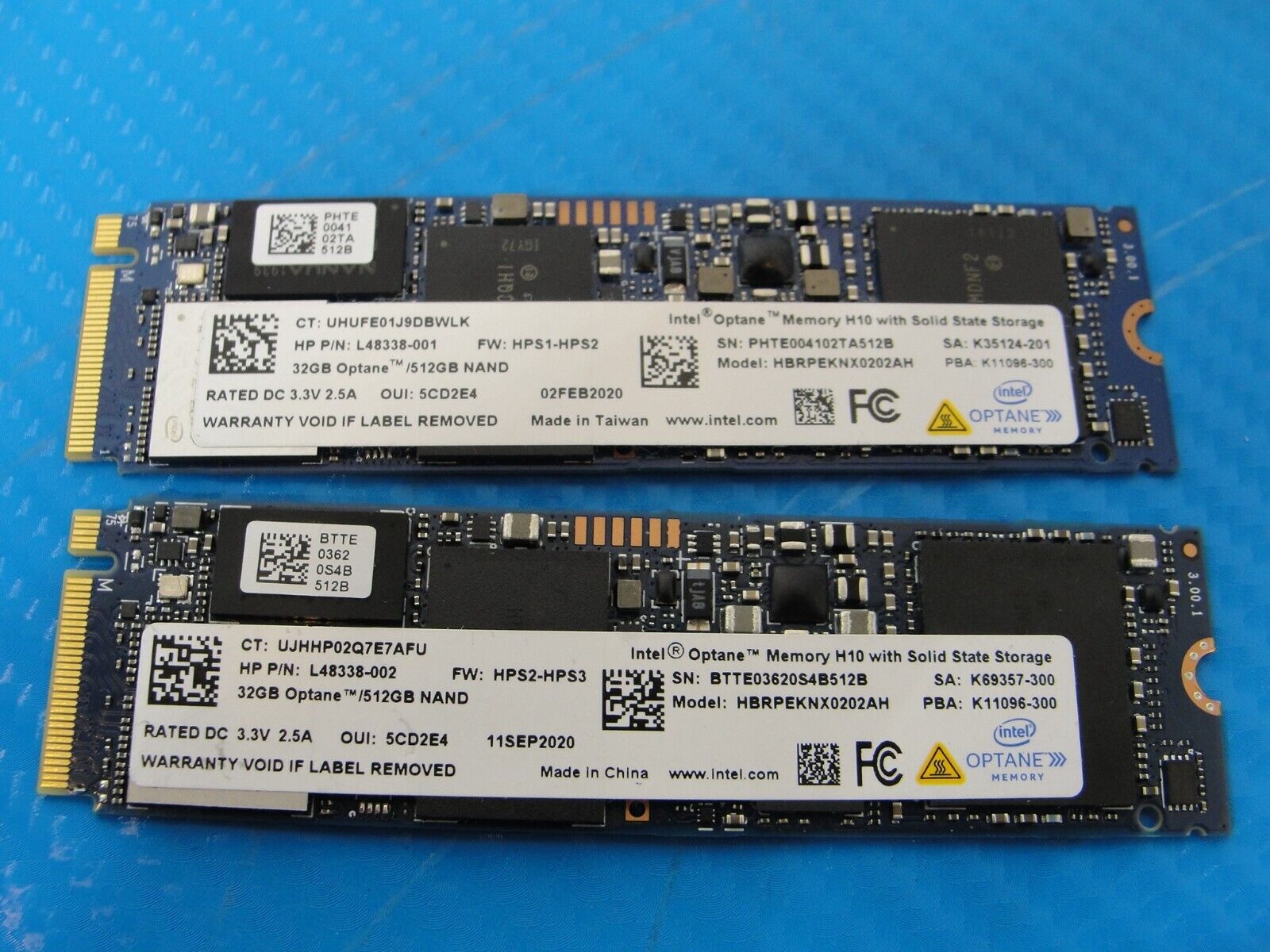 LOT 2x Intel Optane 32gb 512GB NAND M.2 HPS2 PCIE SSD HBRPEKNX0202AH L48338-001