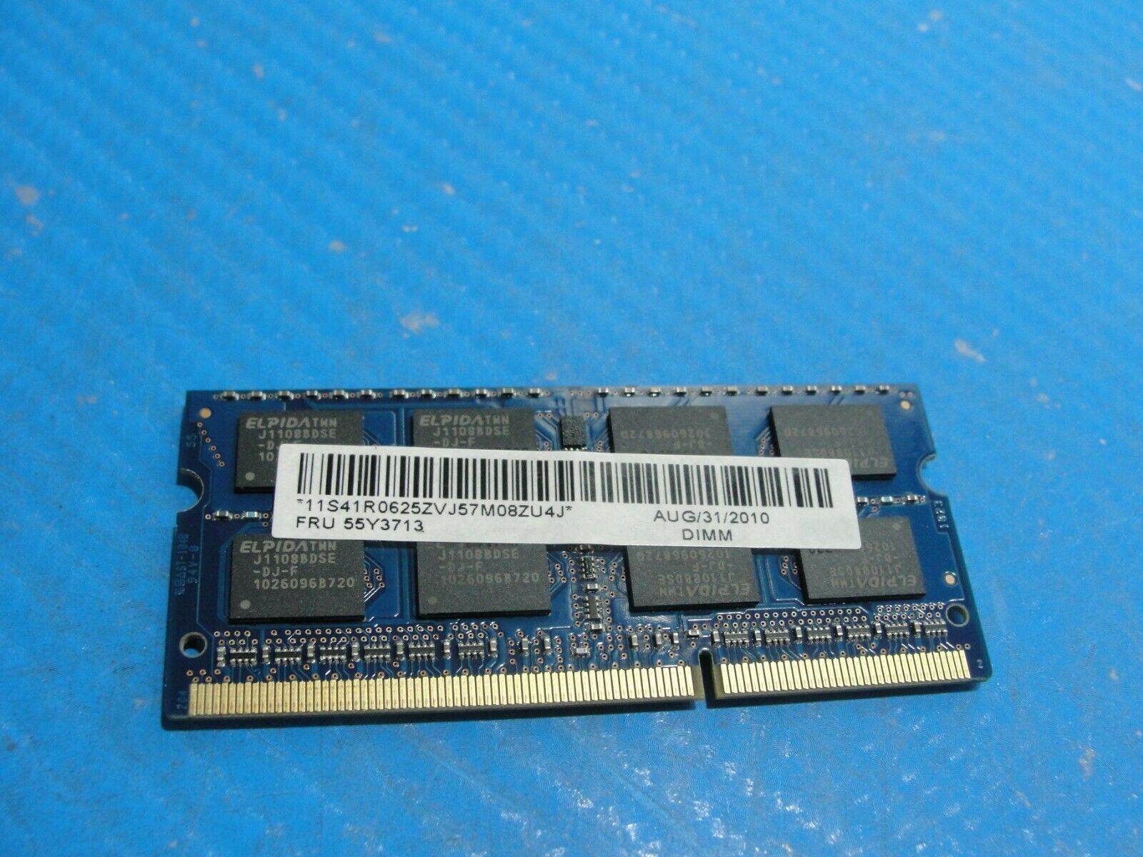 Lenovo T510 Laptop Elpida 2GB Memory PC3-8500S-7-10-F1 EBJ21UE8BDS0-AE-F - Tested Computer Laptop Parts