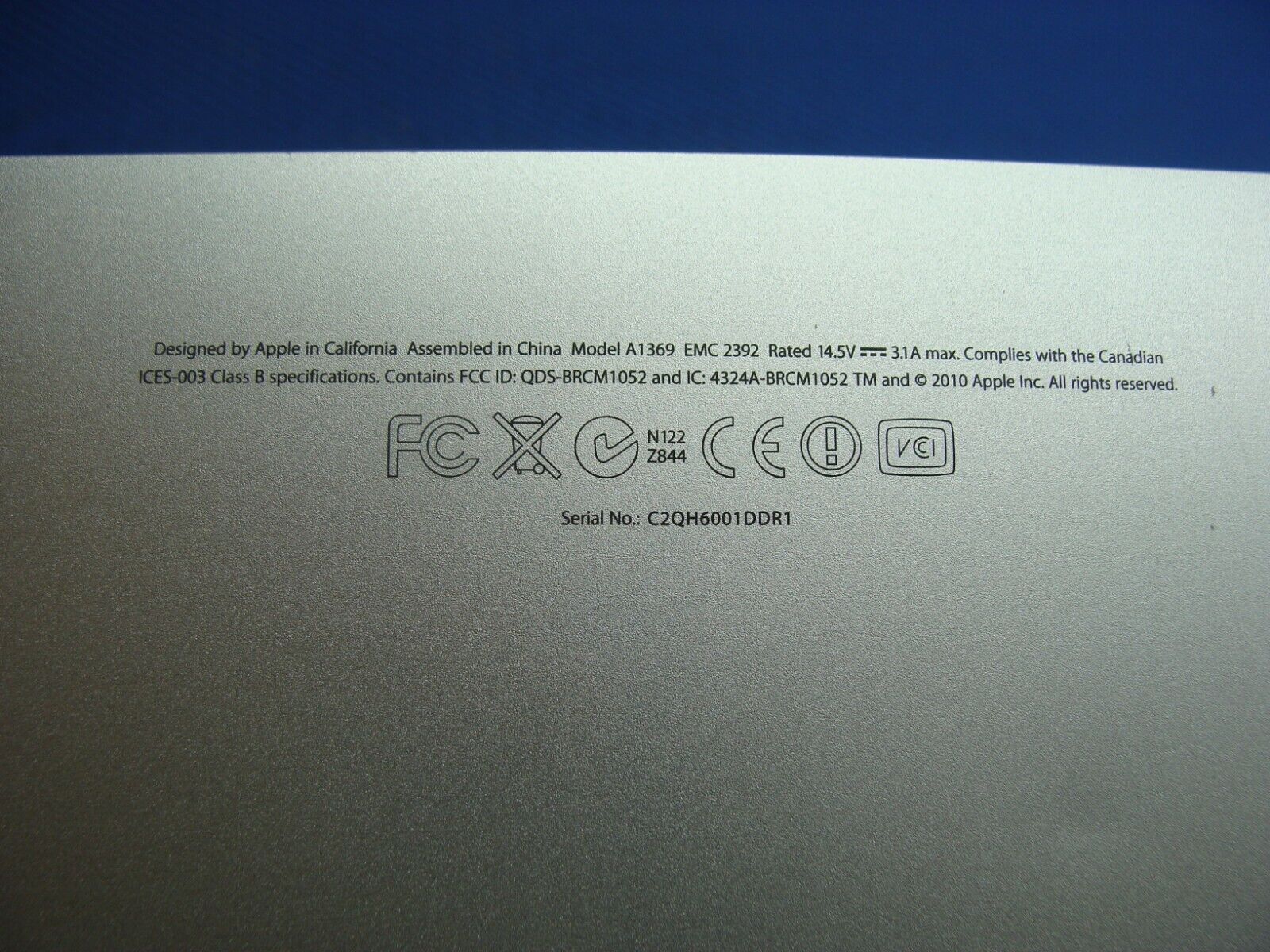 MacBook Air 13 A1369 Late 2010 MC503LL/A MC504LL/A Bottom Case 922-9646