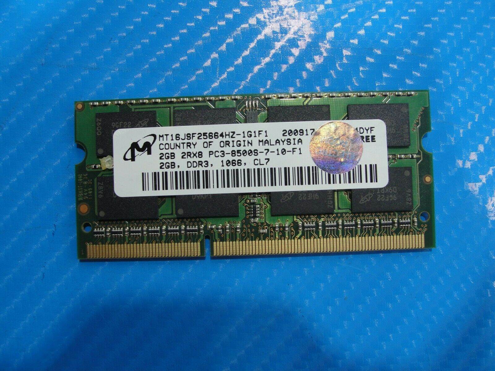 Macbook Pro A1278 Micron 2GB Memory Ram So-Dimm pc3-8500s mt16jsf25664hz-1g1f1 - Tested Computer Laptop Parts