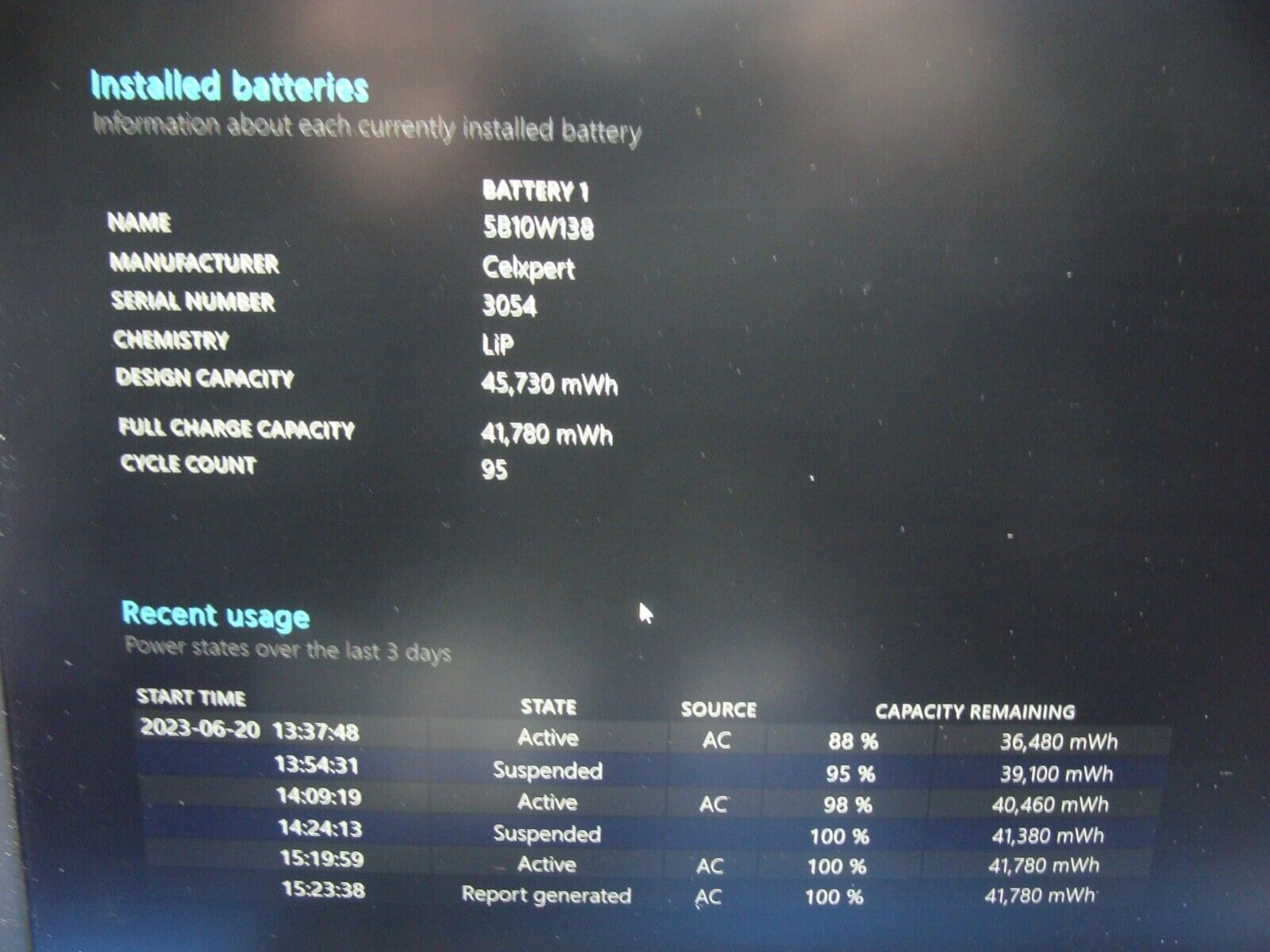 Power Battery 91% Lenovo ThinkPad E15 15.6