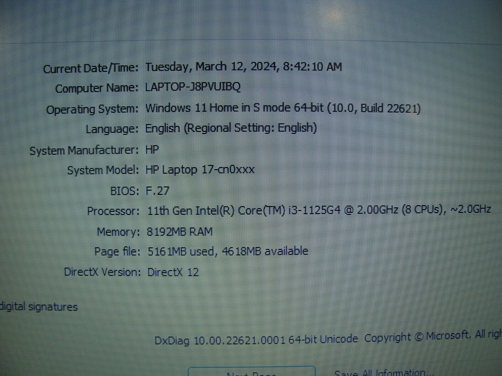 NEW! HP 17-cn0003dx Laptop 17.3 Intel i3-1125G4 2GHz 8GB 256GB SSD Warranty