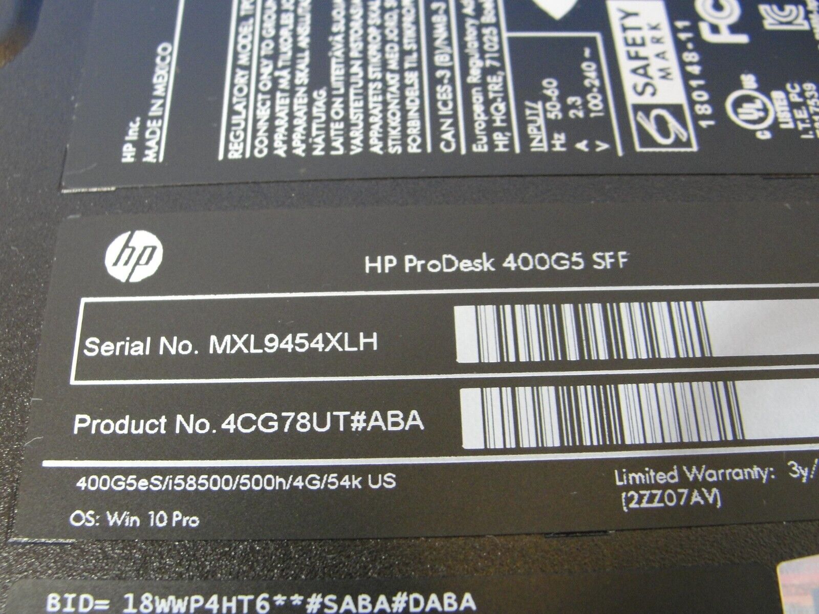 HP ProDesk 400 G5 SFF Intel Core i5-8500 3.0GHz 512GB SSD Windows