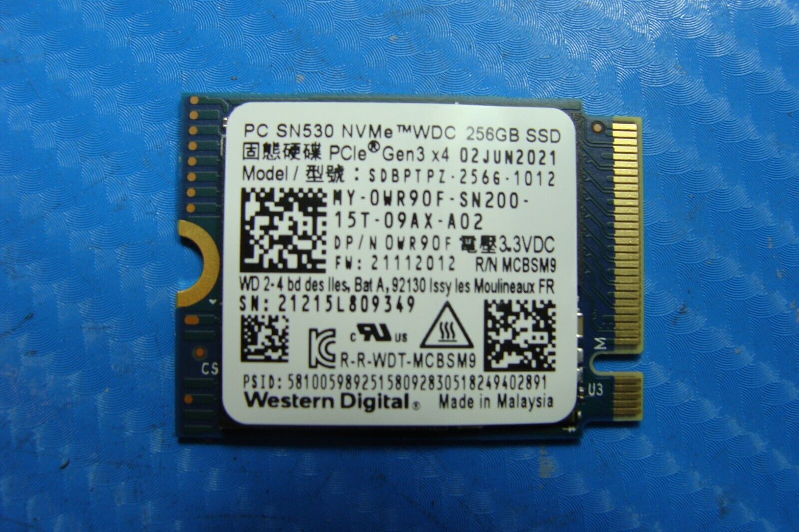 Dell Inspiron 15 3511 Western Digital SN530 256Gb NVMe M.2 SSD sdbptpz-256g-1012