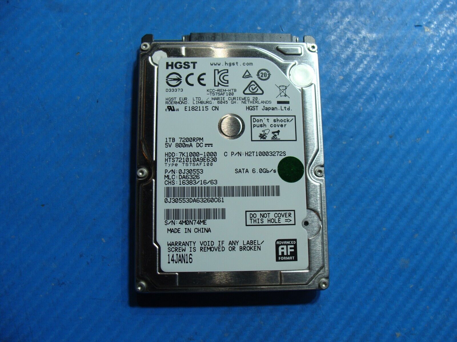 MSI GE62 6QD HGST 1TB SATA 2.5 7200RPM HDD Hard Drive HTS721010A9E630