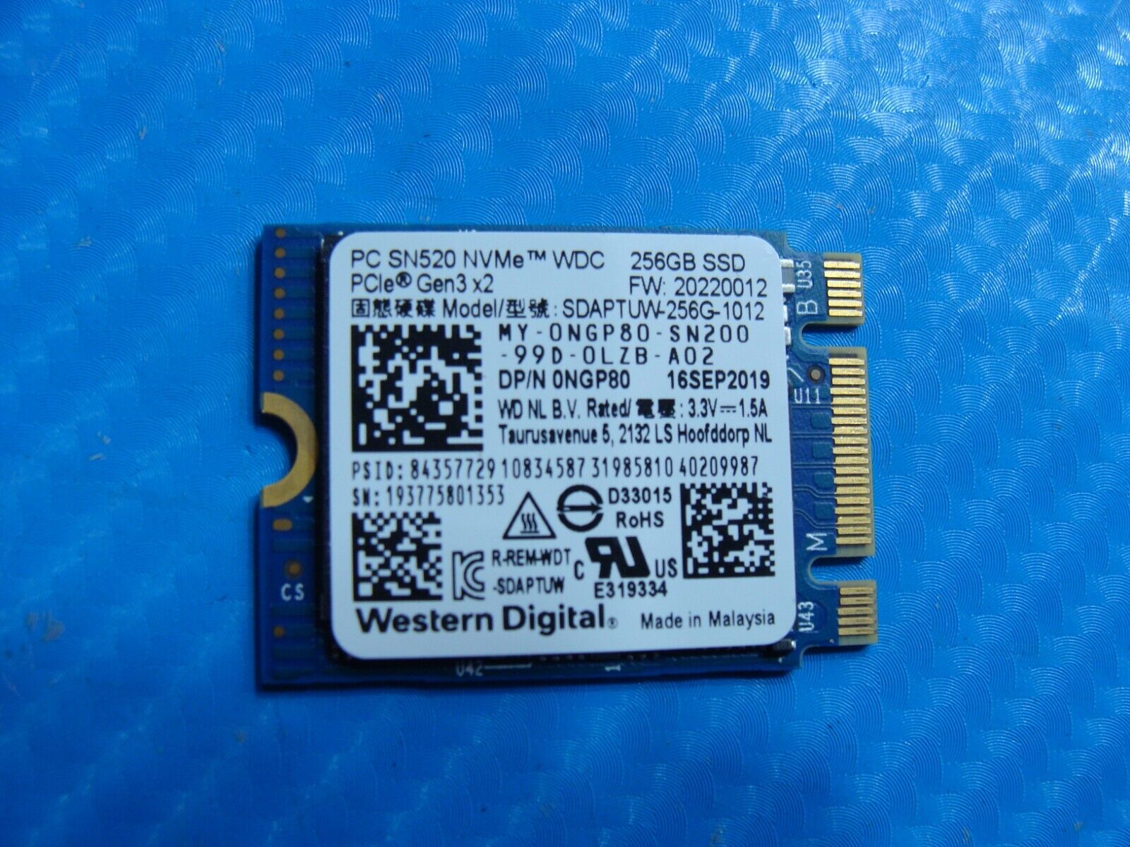 Dell 3540 WD 256GB SATA M.2 SSD Solid State Drive SDAPTUW-256G-1012 NGP80