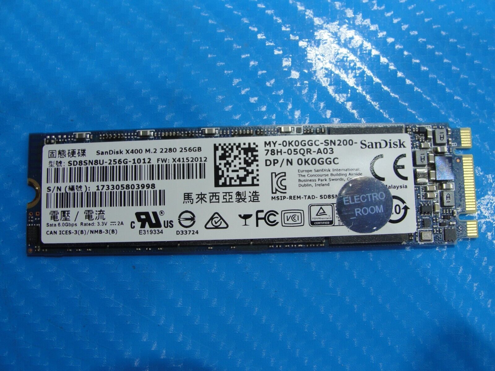 Dell 7373 SanDisk 256Gb Sata M.2 SSD Solid State Drive k0ggc sd8sn8u-256g-1012 