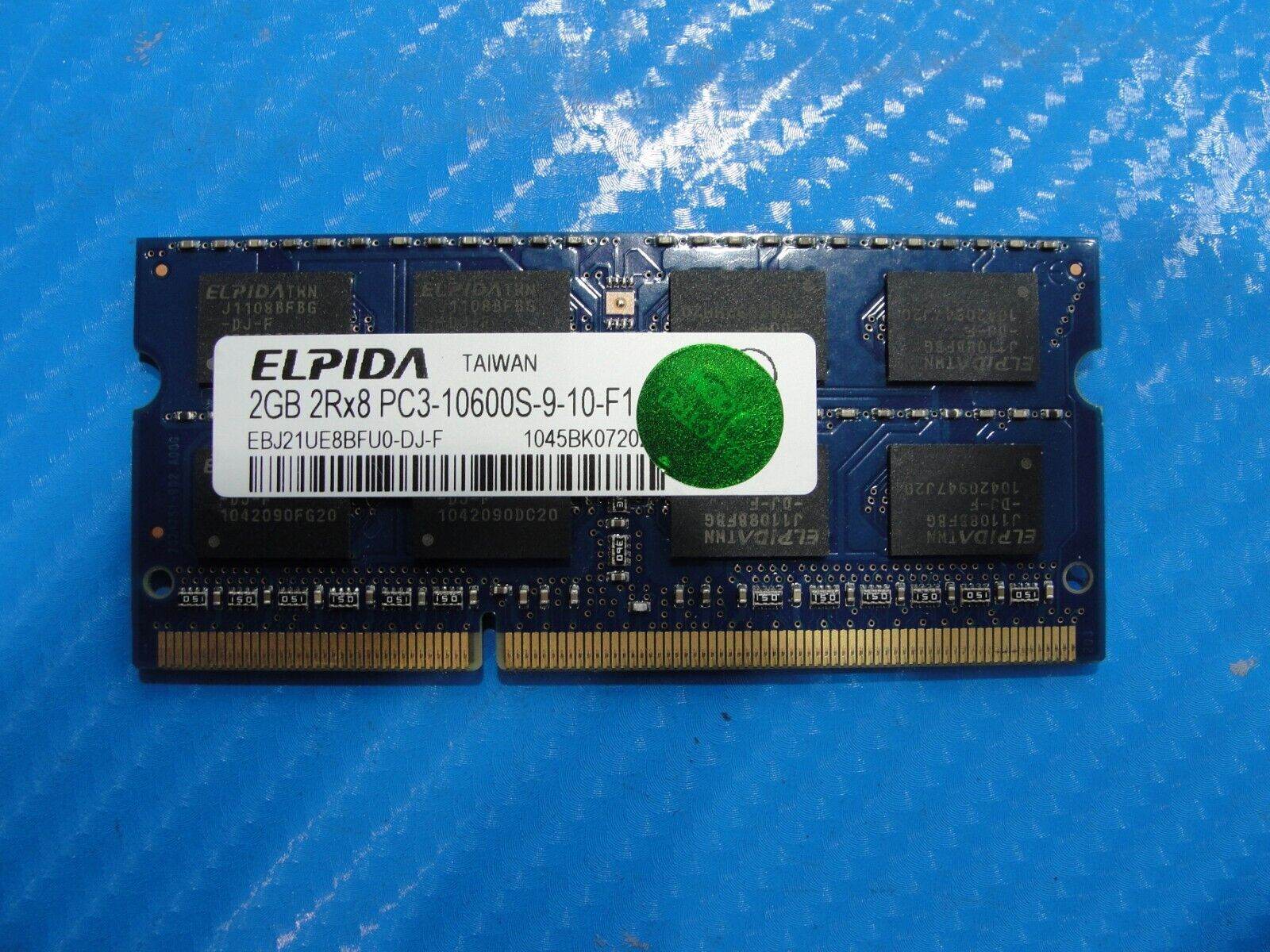 Asus N53S Elpida 2Gb 2Rx8 Memory Ram So-Dimm PC3-10600S EBJ21UE8BFU0-DJ-F - Tested Computer Laptop Parts