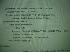 WRTY 99% Battery Dell Latitude 5440 Laptop i5-1345U max4.7GHz 16GB 256GB SSD